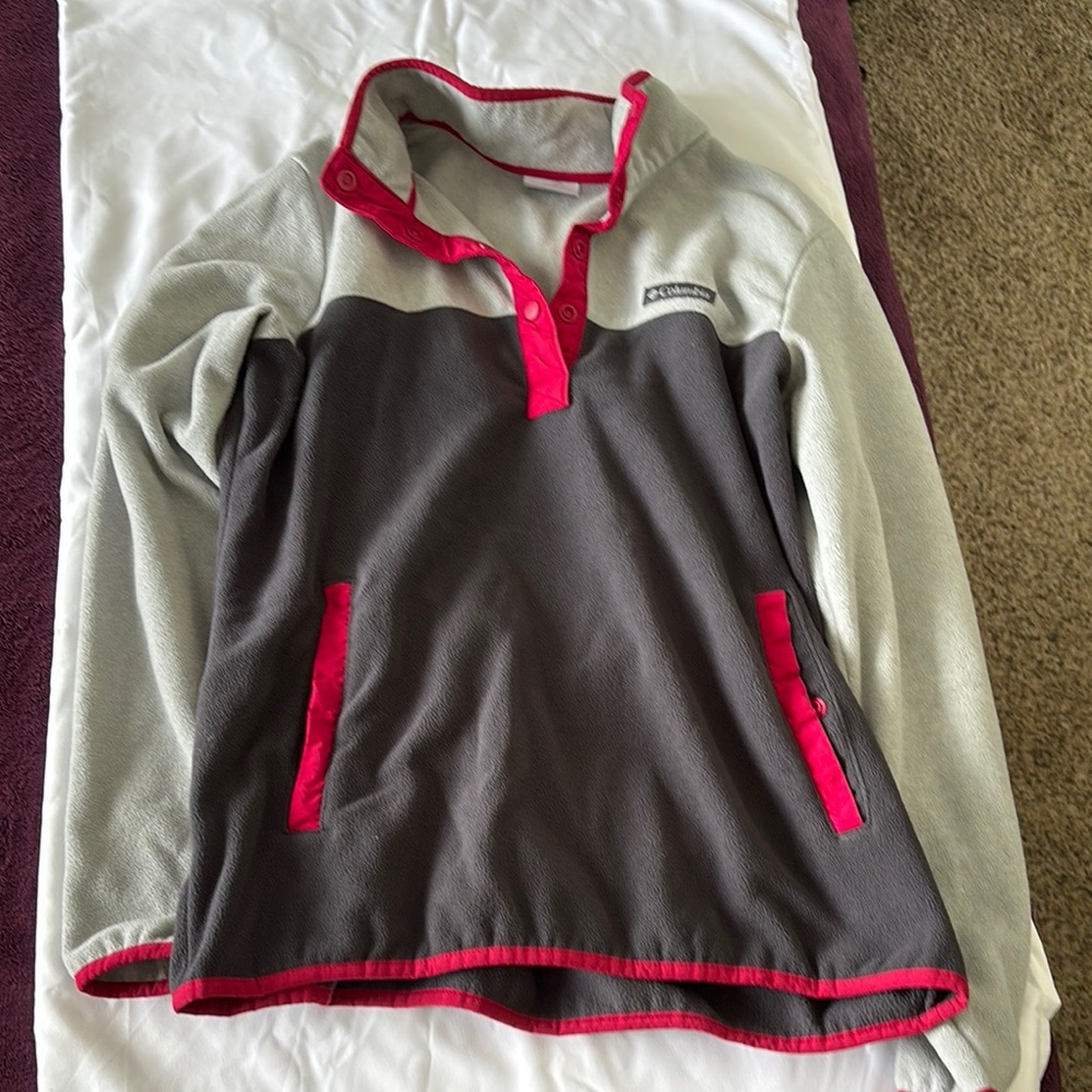 Columbia Gray and Pink Fleece Pullover